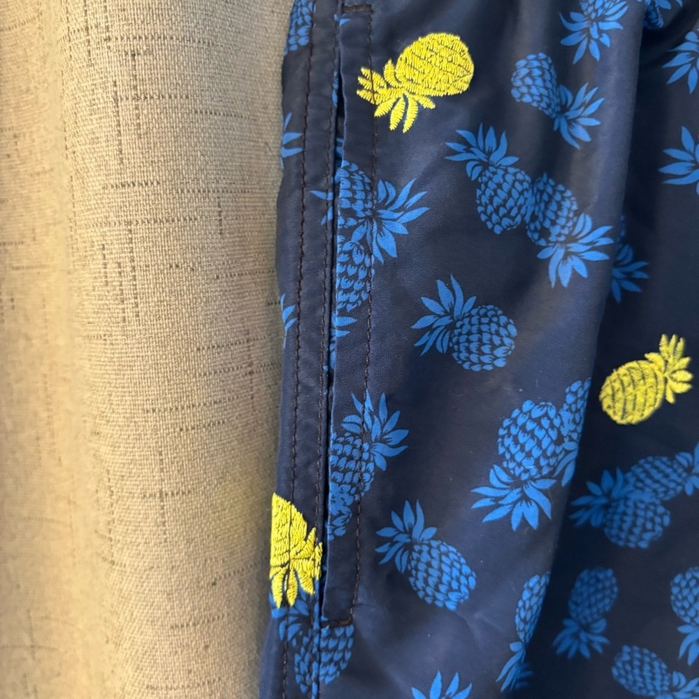 Tommy Hilfiger Swim Shorts Trunks Medium Pineapple Embroidered w/pockets Blue - Picture 4 of 9